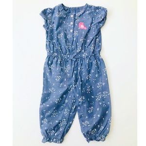 Carter’s infant Jean one piece w/peach bird